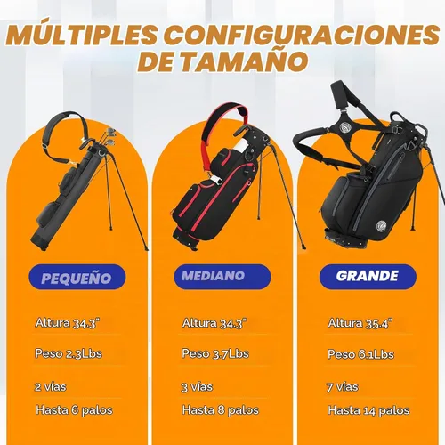 Vista 7 de Par 3 Bolsa de soporte de golf con divisor de 3 vías y cifrado 900D Negro