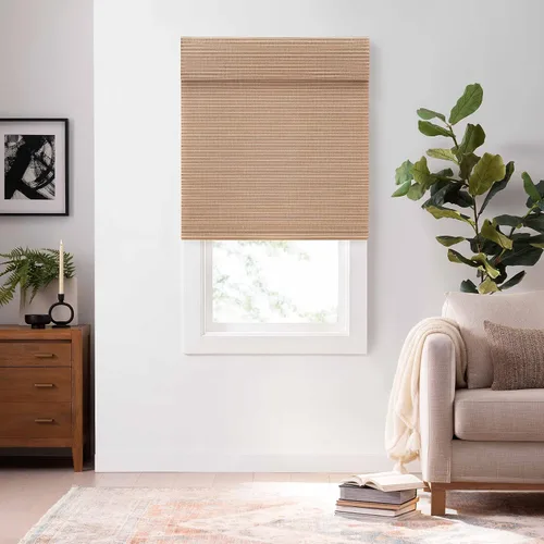 Vista 7 de ECLIPSE Persianas romanas de bambú para ventanas de 23 pulgadas de ancho x 72 pulgadas de largo, persianas sin cordones con filtro de luz