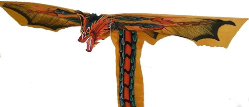 Vista 3 de Cometa de tela tradicional asiática balinesa Dragon Kite - TAMAÑO GRANDE