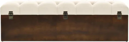 Vista 4 de Banco de almacenamiento de abeto de madera maciza crema para dormitorio, sala de estar, extremo de la cama, 43.3 x 11.8 x 15 pulgadas Estilo C