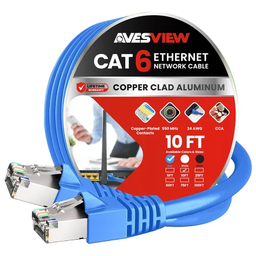 Vista 4 de Cable Ethernet blindado CAT 6 de 5 pies, para interiores de alta velocidad (SFTP) 10 Gbps blindado sin enganches, cable Ethernet de 5 pies