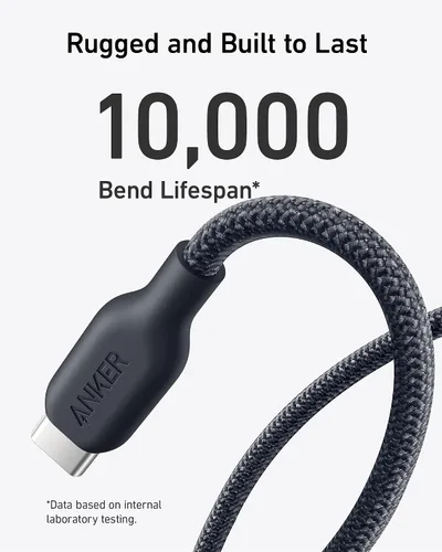 Vista 5 de Anker Cable USB C, carga rápida de 240 W, USB 2.0 (10 pies, negro fantasma)