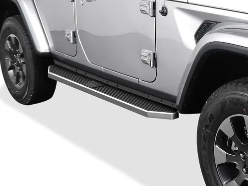 Vista 13 de APS iBoard - Estribos para Jeep Wrangler JL, tamaño mediano, 4 pulgadas, Aluminio negro