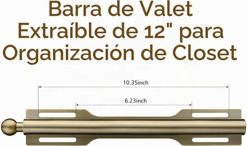 Vista 2 de Barra de valet de 12 pulgadas para armario extraíble (1 paquete, latón antiguo)