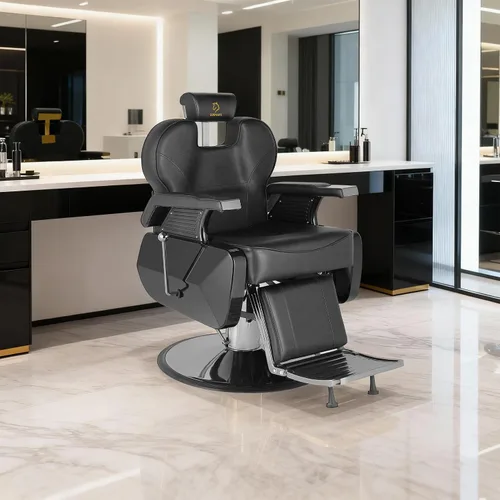 Vista 2 de Silla de peluquería hidráulica reclinable silla de peluquería sillas de peluquería silla de pelo 360 grados giratoria sillas de peluquería para Negro