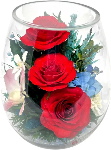 Vista 3 de Fiora Flower Rosas preservadas y arreglo floral en jarrón de vidrio sellado Dura hasta 5 años Regalo elegante para bodas, cumpleaños y Brisa