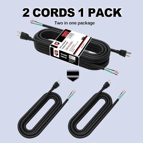 Vista 3 de EP - Paquete de 2 cables de 12 pies 14/3C SJTW para aparatos y herramientas Negro
