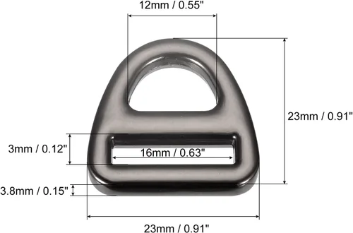 Vista 2 de uxcell Ajustador de hebilla triangular, triángulo de anillos en D, triángulo con clip giratorio de barra para correas de bolsa
