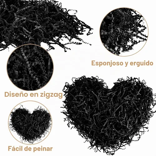 Vista 2 de Sukh Relleno de papel arrugado negro, papel triturado, cesta de regalo