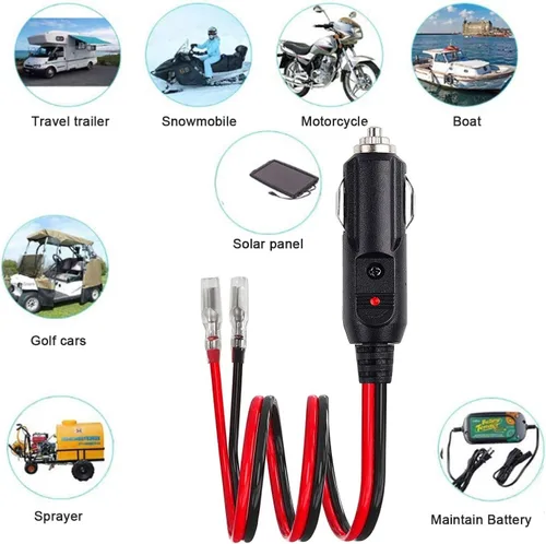 Vista 3 de Enchufe de encendedor de cigarrillos macho de 12 V, 24 V, resistente, 14 AWG, cable adaptador de encendedor de cigarrillos [2 unidades] Enchufe