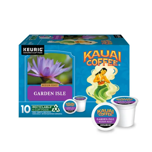 Vista 53 de Kauai Coffee Cápsulas K-Cup para cafeteras Keurig, café arábica, 10% hawaiano, tostado medio, aroma brillante con notas florales, descafeinado, 1