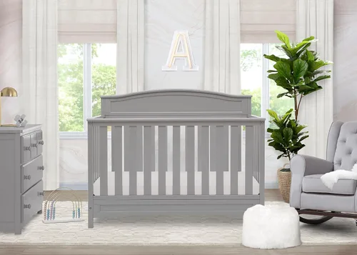 Vista 2 de Delta Children Emery - Cuna convertible 4 en 1 para bebés, paquete de 1, color gris