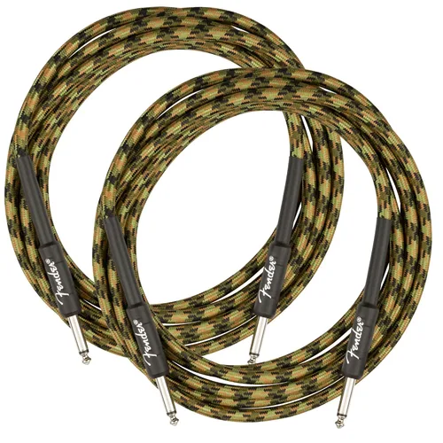 Vista 6 de Fender Cable de instrumentos de lujo de 10 pies, ángulo recto, tweed negro, paquete de 2
