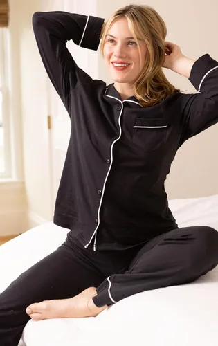 Vista 5 de PajamaGram Conjunto de pijama para mujer – Pijama para mujer, jersey novio, 100% algodón