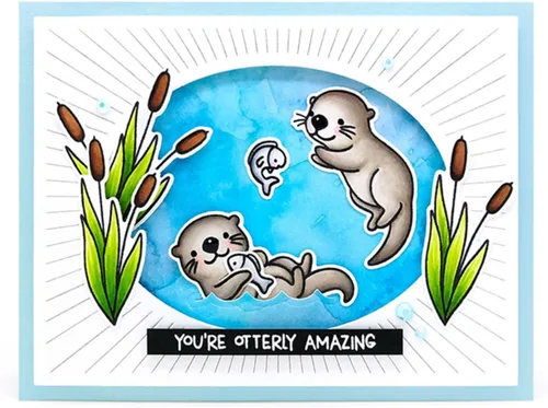 Vista 3 de Juego de sellos y troqueles de nutria para hacer tarjetas, sellos transparentes y troqueles de corte de metal para álbumes de recortes, suministros