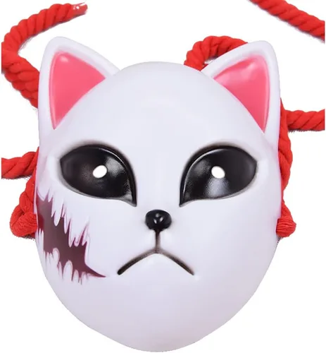 Vista 8 de Oikawa Sabito - Máscara de zorro para cosplay, accesorios de anime, accesorio de disfraz con collar para Halloween