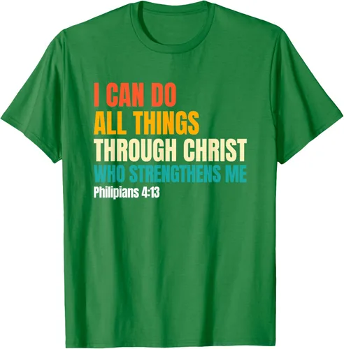 Vista 3 de I Can Do All Things Through Christ Christian Faith Camiseta, Negro, S