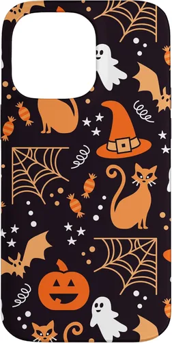 Vista 21 de Carcasa para iPhone 16 Halloween, calabazas, fantasmas, bruja, caramelo, maíz, murciélagos, calaveras
