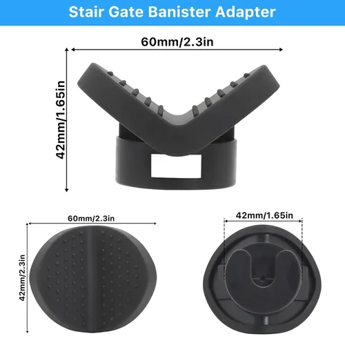 Vista 5 de Paquete de 2 adaptadores de barandilla de puerta de bebé para puertas de escalera montadas a presión, kit de piezas de hardware universal para Negro