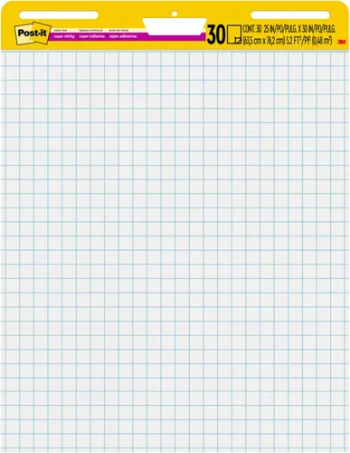 Vista 10 de Post-it Almohadilla de caballete súper pegajosa de 25 x 30 pulgadas, 30 hojasbloc, 2 blocs (560), cuadrícula blanca grande, papel autoadhesivo