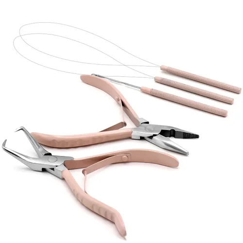 Vista 18 de Kit de herramientas profesionales para extensiones de cabello y cuentas, juego de alicates para quitar cuentas (4 piezas) I-Link Micro Ring Loop