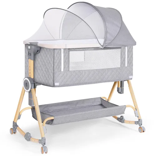 Vista 7 de Moisés para Bebé 5 en 1, Moisés de Bebé junto a la Cama con Mesa de Pañales, Mosquitera, Colchón, Capa de Almacenamiento, Se Puede Guardar en Cuna