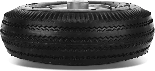 Vista 2 de RRQ Rueda neumática de 10" 4.10/3.50-4 Neumático, ruedas neumáticas de 10" con rodamientos de 5/8", cubo descentrado de 2.2" para carrito de jardín