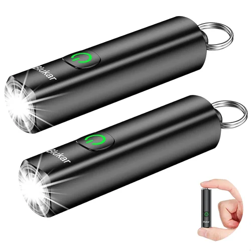 Vista 15 de Blukar EDC recargable llavero linterna, 360L mini luz de flash portátil 3 Lighting Modes, Memory Function, Waterproof, Compact Pocket Light for