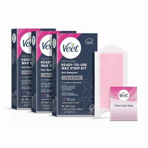 Vista 13 de VEET Tiras de cera de azúcar para depilación corporal de mujer, kit de depilación de bikini, púbico, dermatológicamente probado para áreas