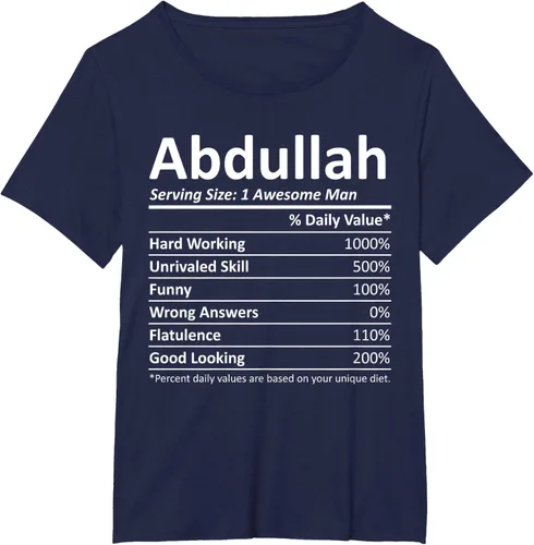 Vista 13 de ABDULLAH Nutrition Funny Birthday Personalizado Nombre Regalo T-Shirt Negro