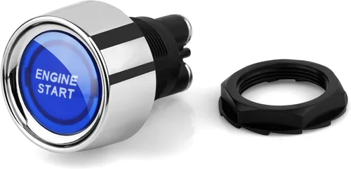 Vista 2 de Apagador de botón CC 12 V 50 A, color azul, para arranque del motor, estilo deportivo