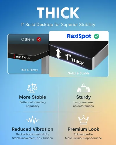 Vista 3 de FLEXISPOT EN1 Escritorio eléctrico de pie de una pieza de 55 x 28 pulgadas, mesa de pie para computadora de oficina en casa, escritorio ajustable