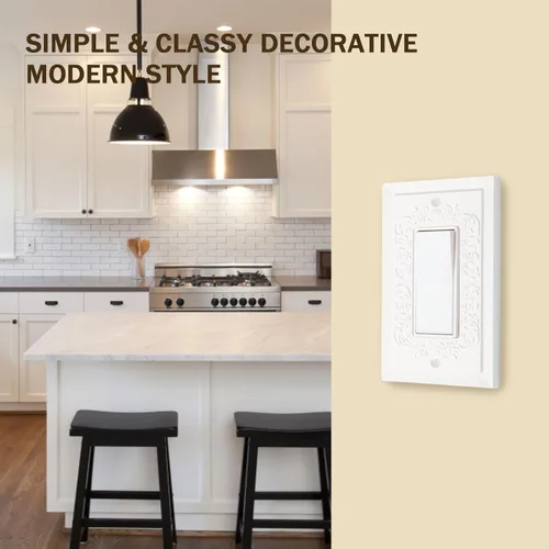 Vista 9 de Placa de cubierta decorativa para interruptor de luz, placas de pared decorativas modernas para GFCI, toma de corriente, interruptor regulador