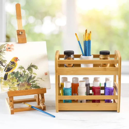 Vista 3 de Totally Bamboo Organizador de especias de 2 estantes, estante organizador para encimera de cocina o armario