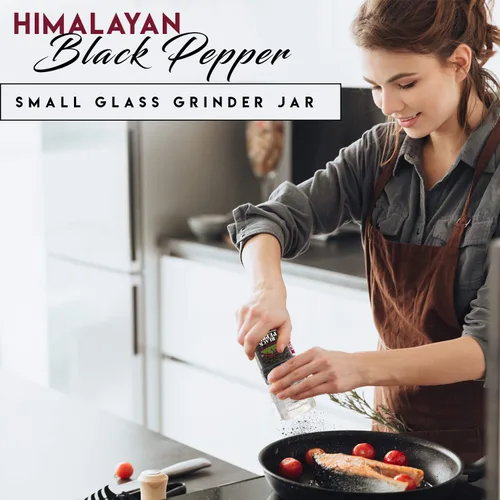 Vista 7 de Himalayan Chef Juego de molinillo de sal rosa y pimienta negra del Himalaya, 5.3 onzas cada uno, molinillo de vidrio ajustable y recargable