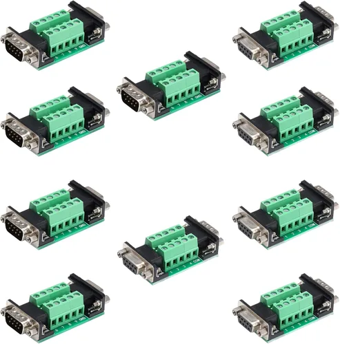 Vista 8 de 2 unids RS232 DB9 macho a hembra Terminal Breakout Board Connector