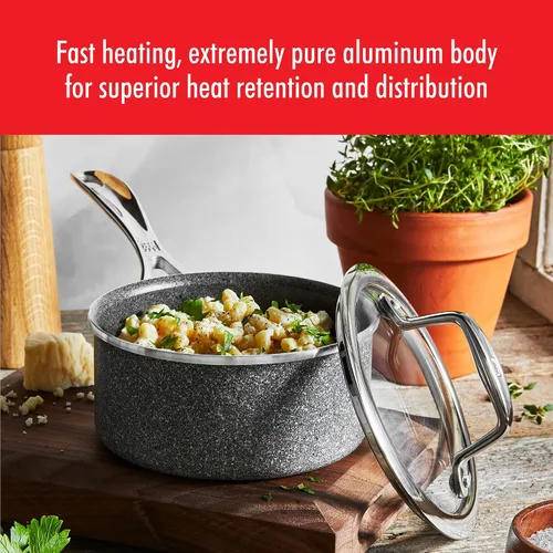 Vista 4 de ZWILLING Vitale - Sartén antiadherente de 1 cuarto de galón con tapa, utensilios de cocina de aluminio, sartén para cocinar todos los días
