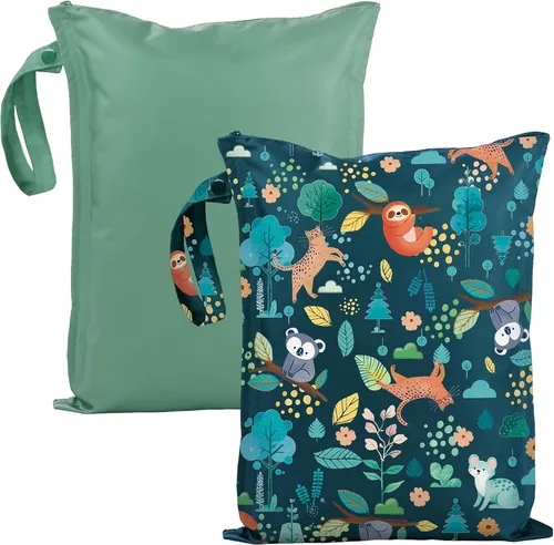 Vista 10 de RelaxScene Bolsa Húmeda para Traje de Baño - Pack de 2 Bolsas Impermeables Húmedas y Secas para Ropa - Bolsa de Pañales para Bebé - Bolsas