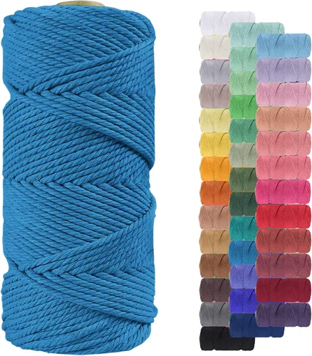 Vista 38 de Cordón de macramé de 0.079 pulgadas, cuerda de algodón natural de 109 yardas, hilo de cuerda de macramé para manualidades, ganchos de pared