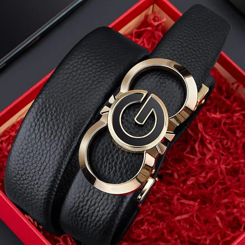 Vista 4 de Leather ratchet Belts for Men Automatic Buckle Casual Work Dress Belt with Gift Box