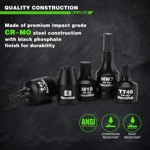 Vista 5 de TecoTek Juego de 84 piezas de 3/8 pulgadas Drive Master Hex Bit Impact Socket Set, Impact Allen Bit Socket Set, Star Bits, Stubby Bits, estrella a