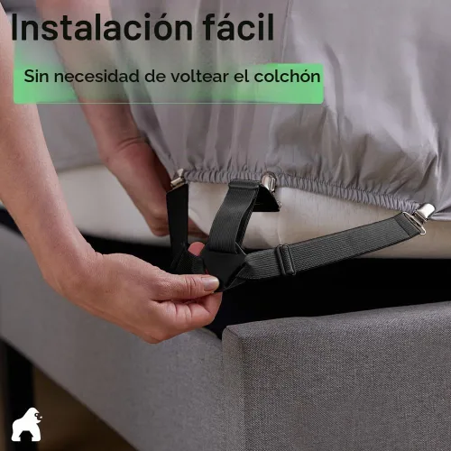 Vista 6 de GORILLA GRIP Sujetadores de Sábanas con Patente Pendiente, Sujetadores Elásticos Ajustables con Clips de Metal, Correas de Ropa de Cama Ajustada que