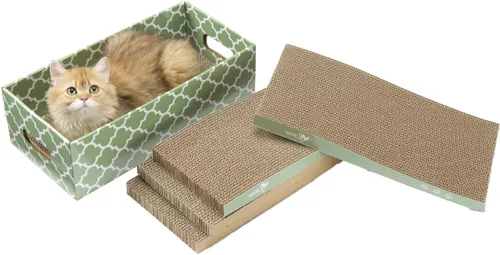 Vista 8 de Cat Scratcher Cardboard Scratching Pads Scratch with Catnip 2PCS Reversible Corrugated Cardboard