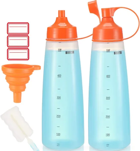 Vista 9 de Botellas de plástico para condimentos para salsas de boca ancha, dispensador de botellas para aderezo de ensalada, aceite de cocina, salsa