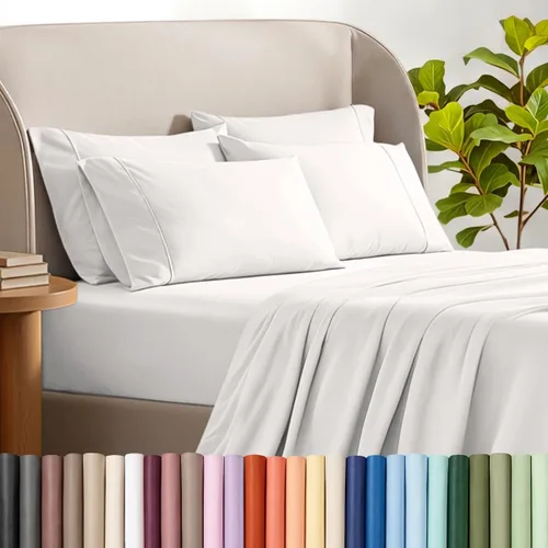 Vista 31 de Bare Home Juego de sábanas 1800 ultra suaves con 4 fundas de almohada 04 - Gris
