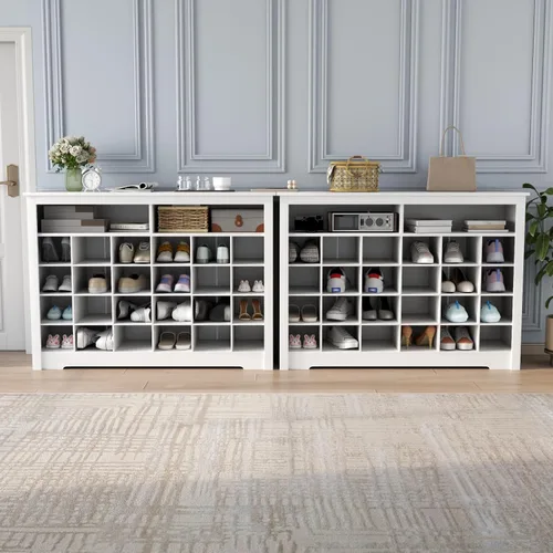 Vista 8 de Gyfimoie - Zapatero de 5 niveles para entrada, estante moderno para 26 pares de zapatos, organizador independiente con gabinete de almacenamiento
