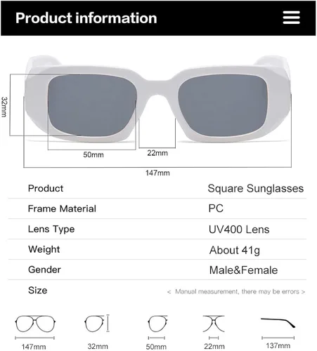 Vista 4 de Verfimaci Gafas de sol rectangulares de moda para mujeres y hombres gafas de sol cuadradas