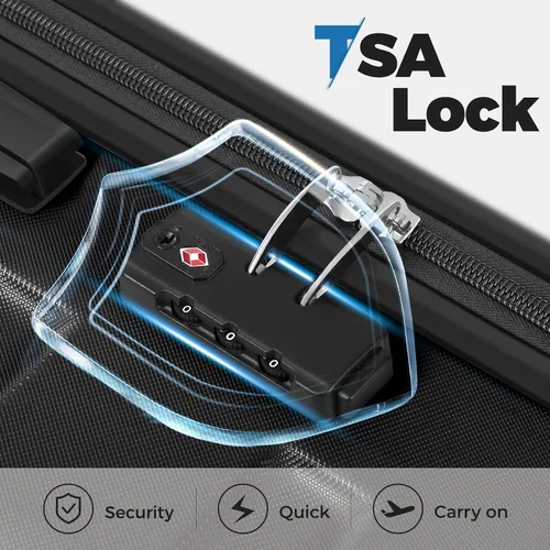 Vista 5 de Krute Equipaje con ruedas giratorias Maleta rígida PC ABS TSA Lock Ligero, Negro