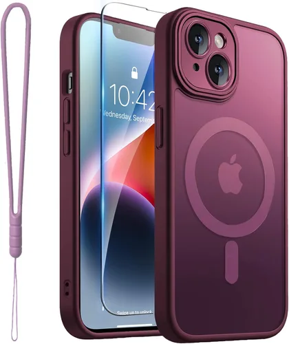 Vista 25 de ROYBENS Funda transparente mate para iPhone 12 Pro-Max compatible con Magsafe, protección completa de lente de cámara, protector de pantalla, correa