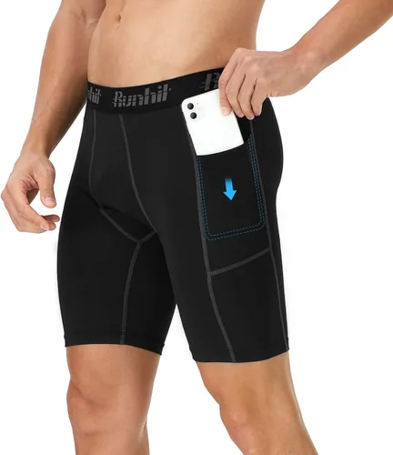 Vista 2 de Runhit - Pantalones cortos deportivos de compresión para hombre, de elastano para correr y entrenar